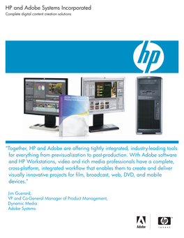 HP and Adobe Systems Incorporated Complete Digital Content Creation Solutions