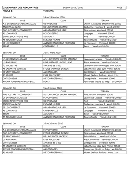 SAISON 2019 / 2020 PAGE 1 VETERANS 24 Au 28 Février 2020