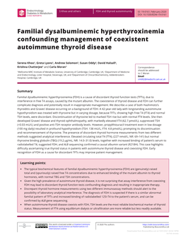 Familial Dysalbuminemic Hyperthyroxinemia Confounding Management of Coexistent Autoimmune Thyroid Disease