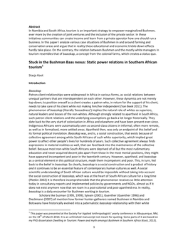 Static Power Relations in Southern African Tourism 1