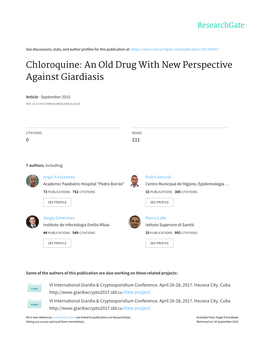 Chloroquine: an Old Drug with New Perspective Against Giardiasis