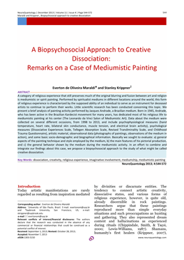 A Biopsychosocial Approach to Creative Dissociation: Remarks on a Case of Mediumistic Painting