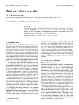 Radar Observations of the Arietids  M