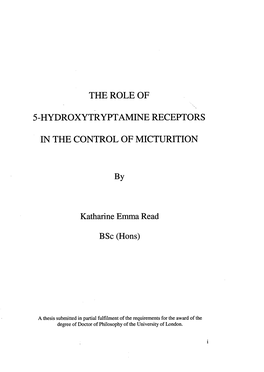 The Role of 5-Hydroxytryptamine Receptors in the Control of Micturition