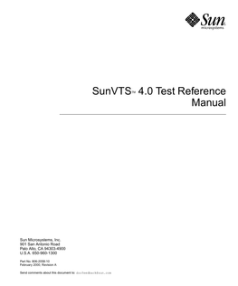 Sunvts 4.0 Test Reference Manual