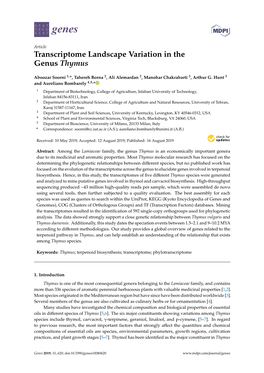 Transcriptome Landscape Variation in the Genus Thymus