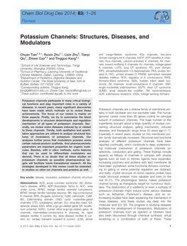 Potassium Channels: Structures, Diseases, and Modulators