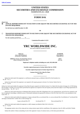 YRC WORLDWIDE INC. (Exact Name of Registrant As Specified in Its Charter)