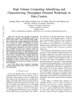 High Volume Computing: Identifying and Characterizing Throughput