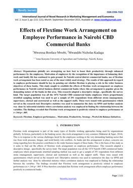 Effects of Flextime Work Arrangement on Employee Performance in Nairobi CBD Commercial Banks