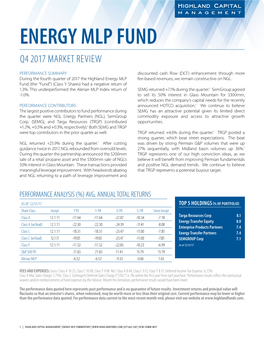 Energy Mlp Fund Q4 2017 Market Review