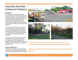 FOUR MILE Run PARK Community FEEDBACK