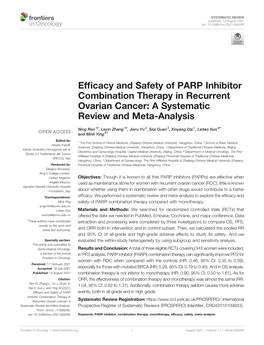 Efficacy and Safety of PARP Inhibitor Combination Therapy In