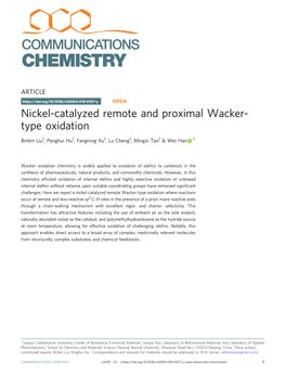 Nickel-Catalyzed Remote and Proximal Wacker-Type Oxidation