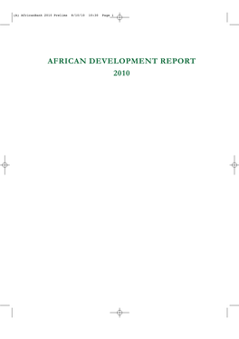 AFRICAN DEVELOPMENT REPORT 2010 (A) Africanbank 2010 Prelims 8/10/10 10:30 Page Ii Corrigendum African Development Report 2010