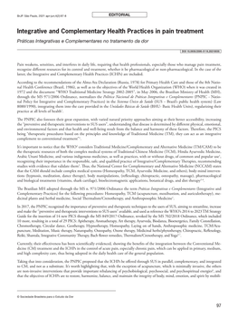 Integrative and Complementary Health Practices in Pain Treatment Práticas Integrativas E Complementares No Tratamento Da Dor