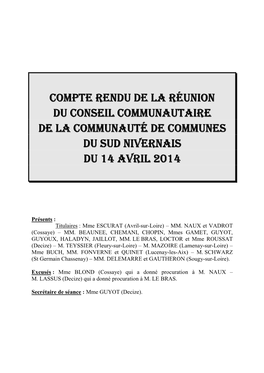 Compte-Rendu 2014-04-14