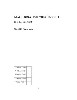 Math 103A Fall 2007 Exam 1