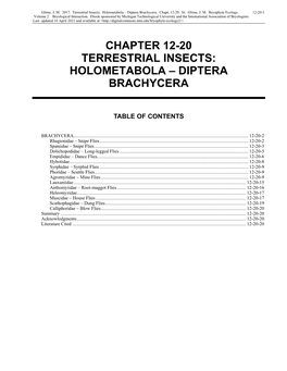 Volume 2, Chapter 12-20: Terrestrial Insects: Holometabola-Diptera