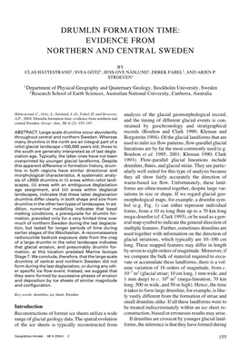 Drumlin Formation Time: Evidence from Northern and Central Sweden Drumlin Formation Time: Evidence from Northern and Central Sweden