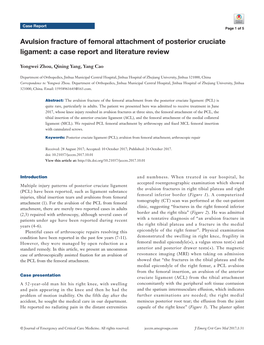 Avulsion Fracture of Femoral Attachment of Posterior Cruciate Ligament: a Case Report and Literature Review