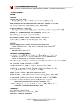 Keystone Preservation Group Architectural Conservation • Historic Preservation • Scope Consultation • Investment Tax Credit Consulting
