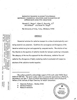 Radiative Transfer in Highly Scattering Materials--Numerical Solution and Evaluation of Approximate Analytic Solutions