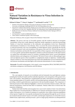 Natural Variation in Resistance to Virus Infection in Dipteran Insects