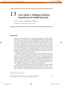 13 Case Study 2: Religious Tourism Experiences in South East Asia