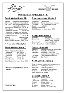 Pickup Points for All Routes