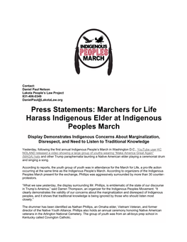 Marchers for Life Harass Indigenous Elder at Indigenous Peoples March