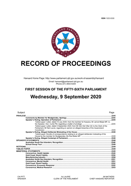 Record of Proceedings