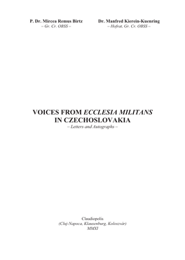 VOICES from ECCLESIA MILITANS in CZECHOSLOVAKIA – Letters and Autographs –
