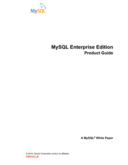 Mysql Enterprise Edition Product Guide