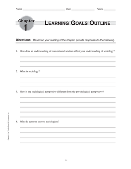 Learning Goals Outline 11