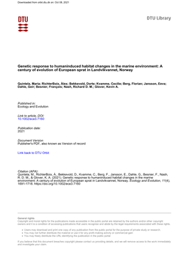 Genetic Response to Human‐Induced Habitat Changes in the Marine