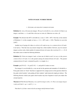 NOTES on BASIC NUMBER THEORY Definition 1.1. Let A,B Be