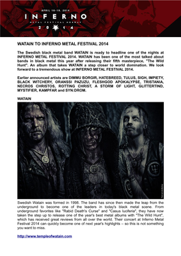 Watain to Inferno Metal Festival 2014