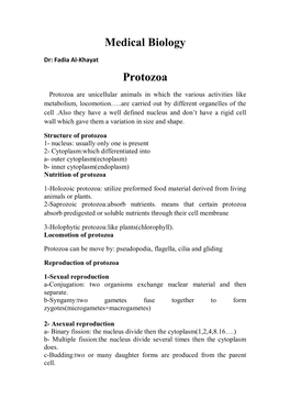 Medical Biology Protozoa