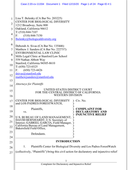 Complaint Carrizo Plain National Monument Drilling Permit Application