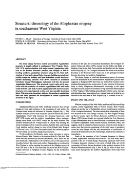 Structural Chronology of the Alleghanian Orogeny in Southeastern West Virginia