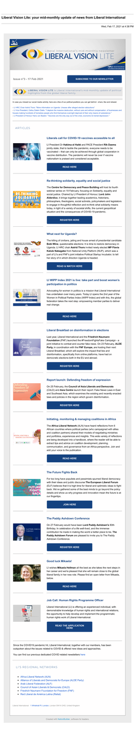 Liberal Vision Lite: Your Mid-Monthly Update of News from Liberal International