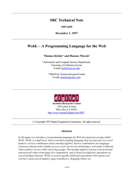 Webl – a Programming Language for the Web