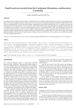 Small Carnivore Records from the Cardamom Mountains, Southwestern Cambodia