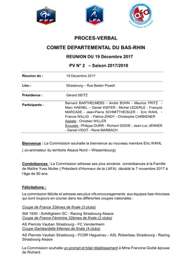 Proces-Verbal Comite Departemental Du Bas-Rhin