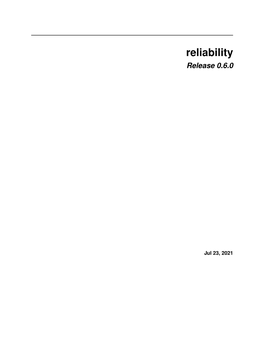 Reliability Release 0.6.0