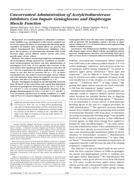 Unwarranted Administration of Acetylcholinesterase Inhibitors Can