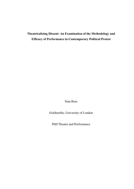 An Examination of the Methodology and Efficacy of Performance in Contemporary Political Protest