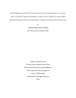 Multi-Proxy Reconstructions of Holocene Environmental Change and Catchment Biogeochemistry Using Algal Pigments and Stable Isoto