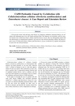 CAPD Peritonitis Caused by Co-Infection with Cellulosimicrobium Cellulans (Oerskovia Xanthineolytica)And Enterobacter Cloacae: a Case Report and Literature Review